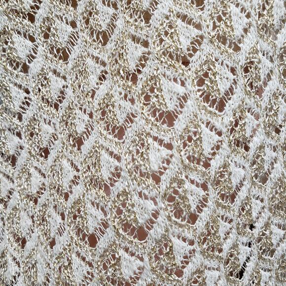 MANGO MNG Lurex Knitted Cardigan Sweater Women Plus 3XL Cream Gold Tie front - Picture 6 of 14